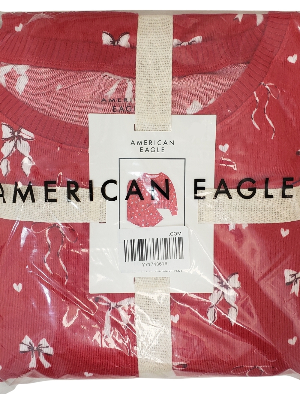 AMERICAN EAGLE Pajama Set Women Ruby Kiss Luxe Plush Long-Sleeve & Pant NWT